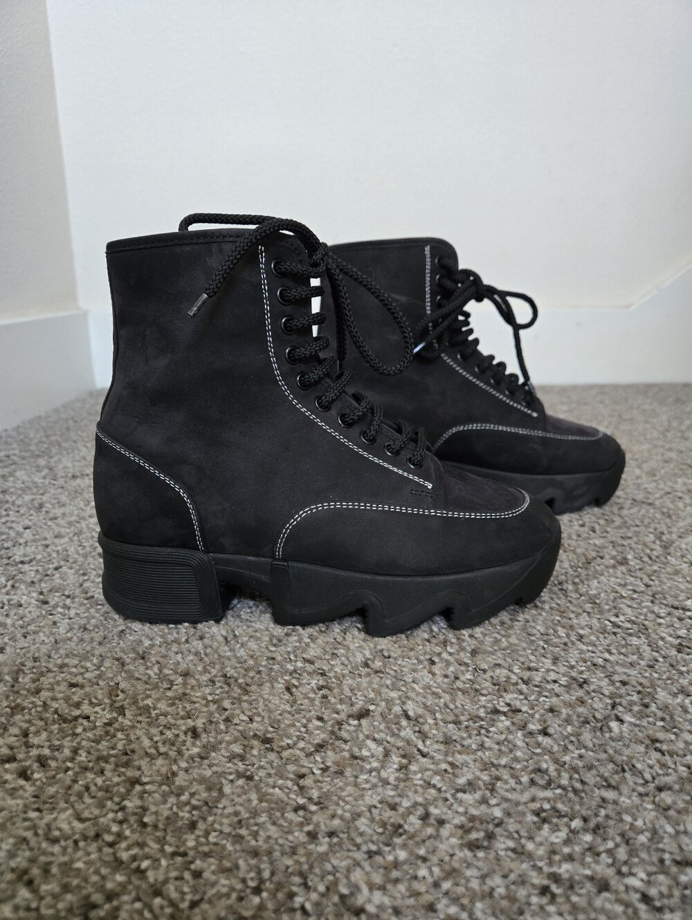 iRi NYC Arom Nubuck Leather Lace-Up Boot in Black Women's EU 37 US 7